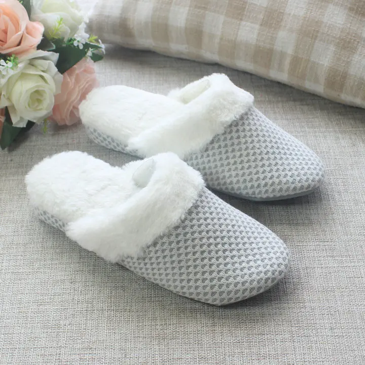 Home Slippers Women Men Plush Slipppers Knit Style Female House Indoor couple Bedroom Floor Slippers Solid Fur for Lovers (10)