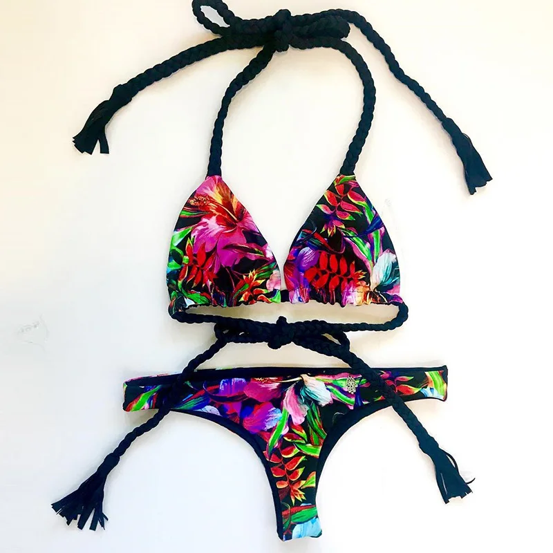 Beach Print Brazilian Bikini Set