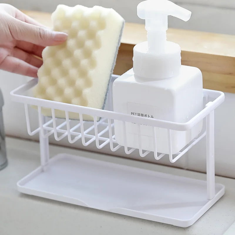 

Kitchen dishwashing rag cleaning ball rack sink countertop double sponge storage drain rack drying cloth rack WF3091417