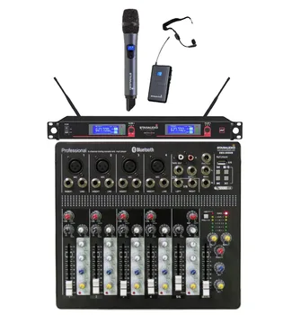 

STARAUDIO Pro DJ Stage Club 6 Channel Mixer USB Bluetooth Mixing Console and 2CH UHF Wireless Microphone System SMX-6000B