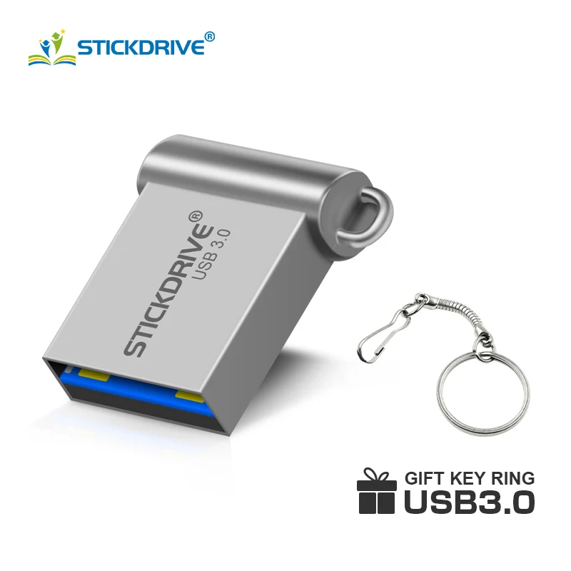 Модная новинка usb 3,0 флеш-накопитель карта памяти 128 Гб 64 ГБ флеш-накопитель 32 ГБ 16 ГБ usb флеш-накопитель металлическая флеш-карта usb с брелком - Цвет: Silver-Mini