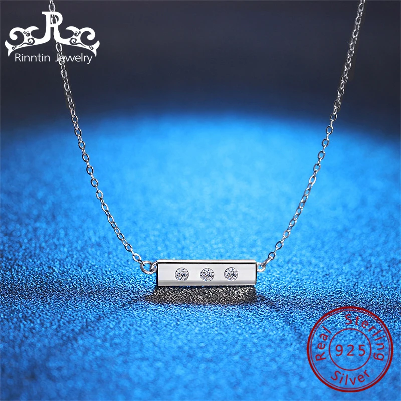

Effie Queen Pure 925 Sterling Silver Pendants for Women Rectangle Necklaces with 45cm Chain 3 Pcs AAA Zircon Female Gift TPSN29