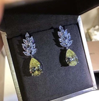 

Top Quality Pure 925 Sterling Silver Jewelry For Women Long Drop CZ Earrings Luxcy Party Earrings Fine Costume Jewelry Earrings