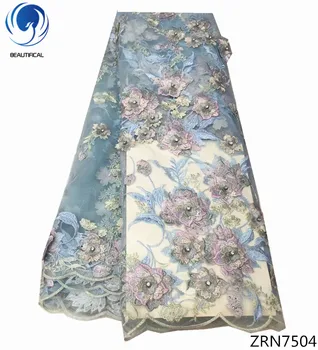 

BEAUTIFICAL High quality nigerian french net lace Russia lace fabric 2018 tulle lace fabrics with big stones 5yards/lot ZRN75
