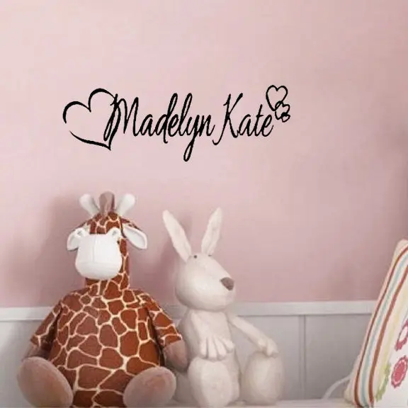 

Hot Seliing Custom Any Name Beautiful Heart Removable Wall Decals Vinyl Wall Sticker For Kids Room Wall Decoration Y-581