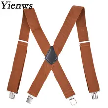 Yienws Suspensorio 5 см Wided брюки подтяжки мужские коричневые винтажные кнопки Jartiyer мужские подтяжки для подтяжки tirantes Hombre YiA013