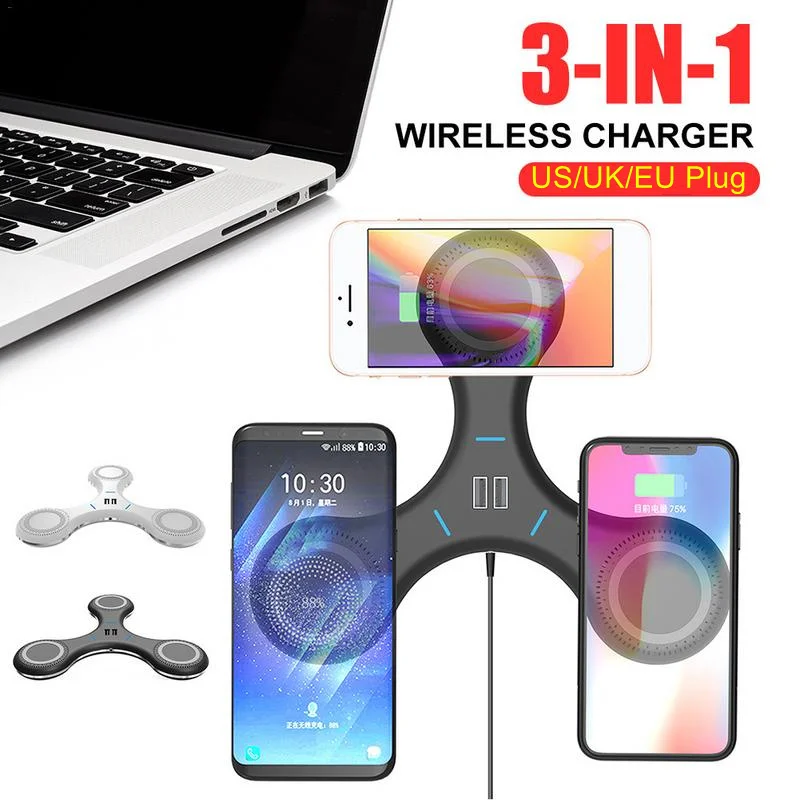 Gyro 3 in 1 Qi Wireless Charger For iPhone Xs Max 5 in