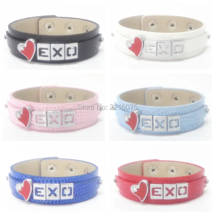 

K-POP EXO Wristband Bracelets Alloy Slider Alphabet Charm DIY bangles free shipping