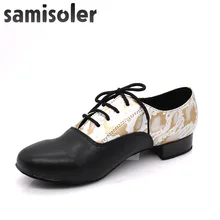 Мужские туфли для бальных танцев Samisoler Gy черные кожаные на