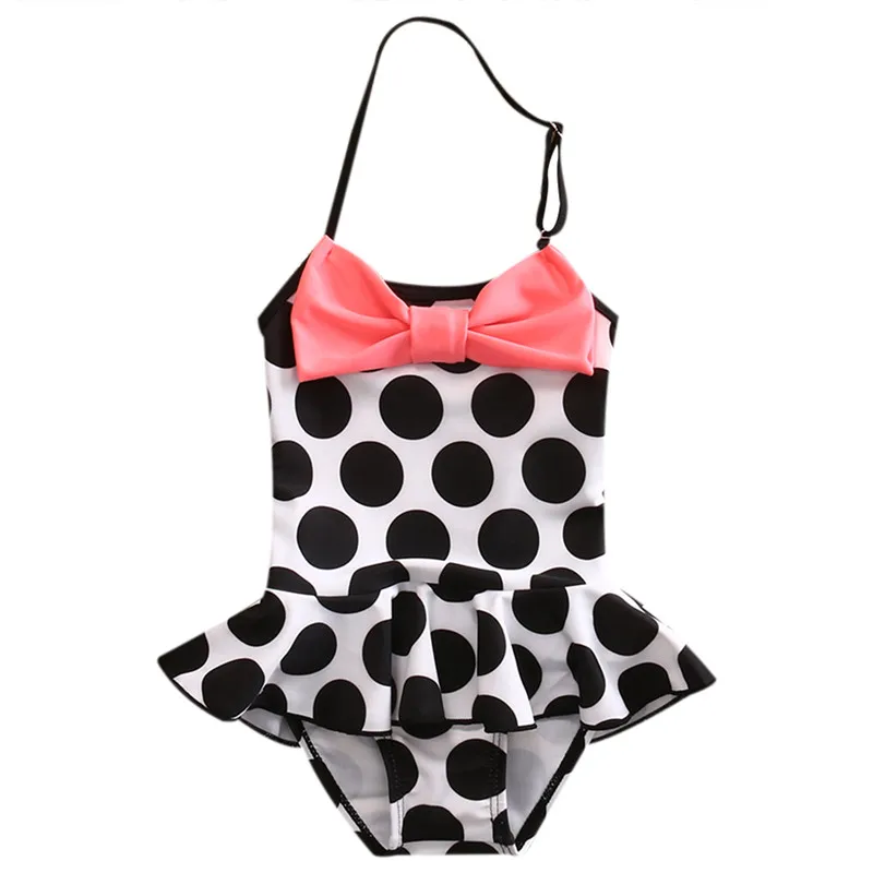 Hot Kids Polka dot print swimsuit Baby Girls One Piece swimwear bikini