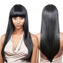 7A Brazilian Full Lace Wigs With Full Bangs Lace Front Human Hair Wigs Long Straight Glueless Full Lace Wigs For Black Woman