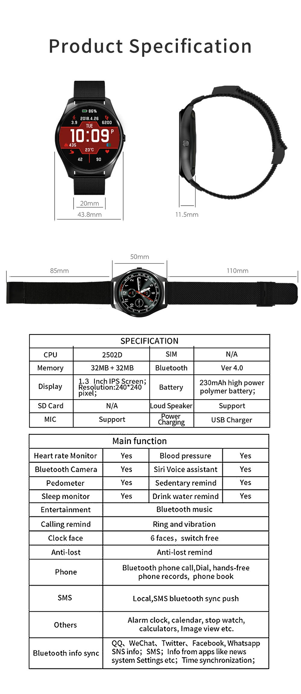 696 SmartWatch X8 монитор сердечного ритма шагомер BT информация синхронизации Facebook Whatsapp часы измерять кровяное давление Смарт часы для IOS Android