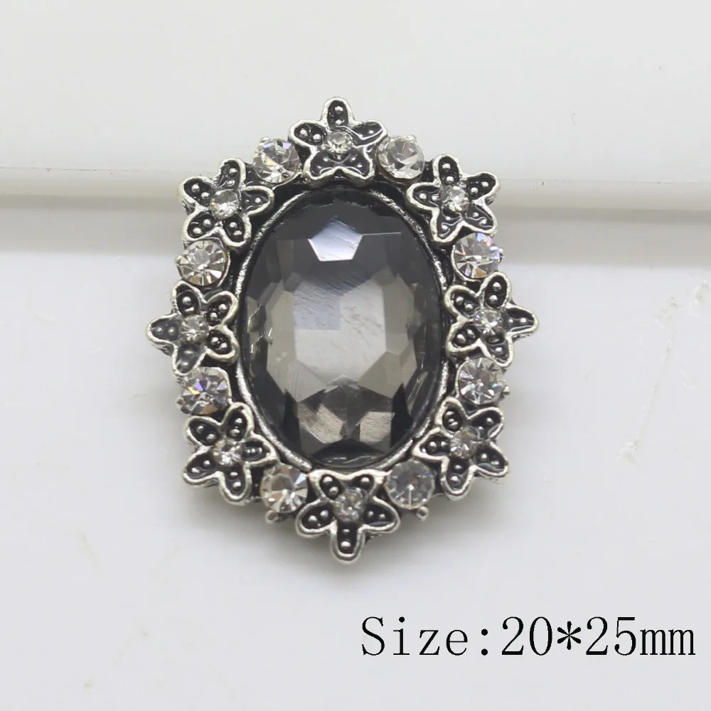 

Fashion 10pc 20*25mm Retro color Acrylic rhinestone button 2017 Wedding Decoraation clothing metal button DIY Accessories