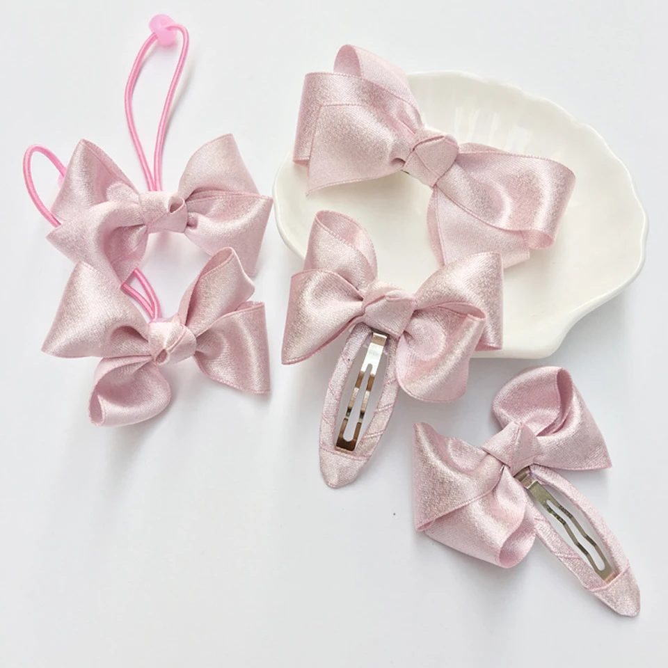 

2pcs/lot Pink Hair Bows Ties For Girls Large Big Grosgrain Ribbon Boutique Rainbows Hair Bow Clips For Kids HC020