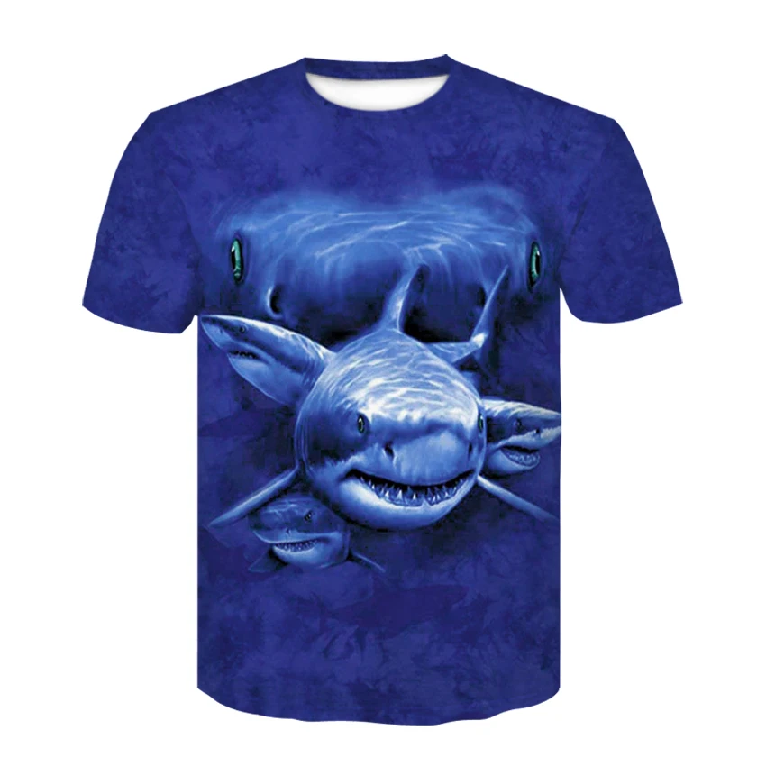

2019 Fashion Men's 3D Animal Cool Shark Print Short Sleeve T-Shirt Men's Funny T-Shirts Fitness Casual Top T-Shirt Men's Shirts