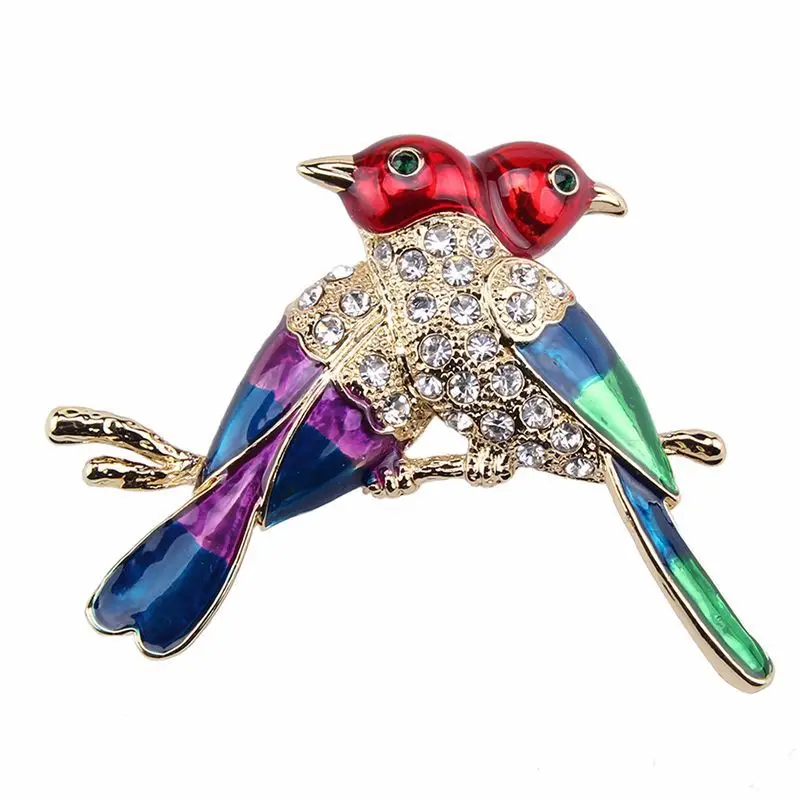 S.vex Fashion Bird Brooch Pins Austrian Crystal Rhinestone Animal Brooches For Women Party
