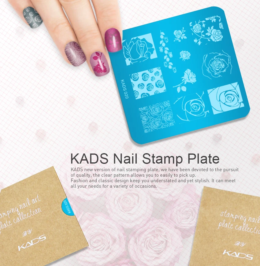 KADS Горячие Моды Очаровательная Цветочный Печати Sencil Nail Art Польский Штамповки Пластины Ногтей Шаблона Маникюр DIY Инструменты Для Укладки