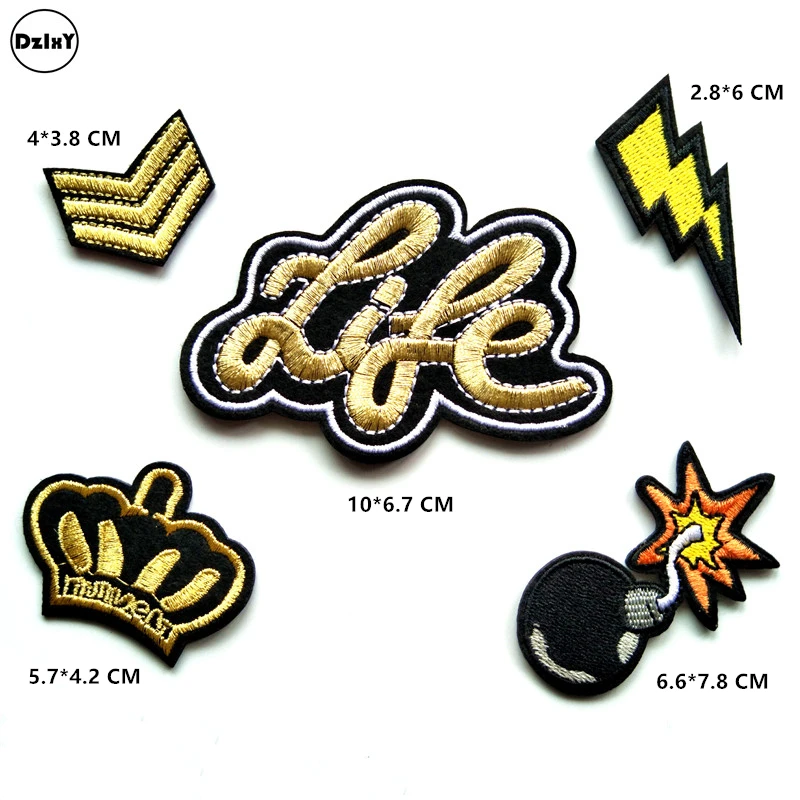 

1 PCS Crown parches Embroidered Iron on Patches for Clothing DIY Stripes Clothes Custom Stickers Military Rank Badges @X