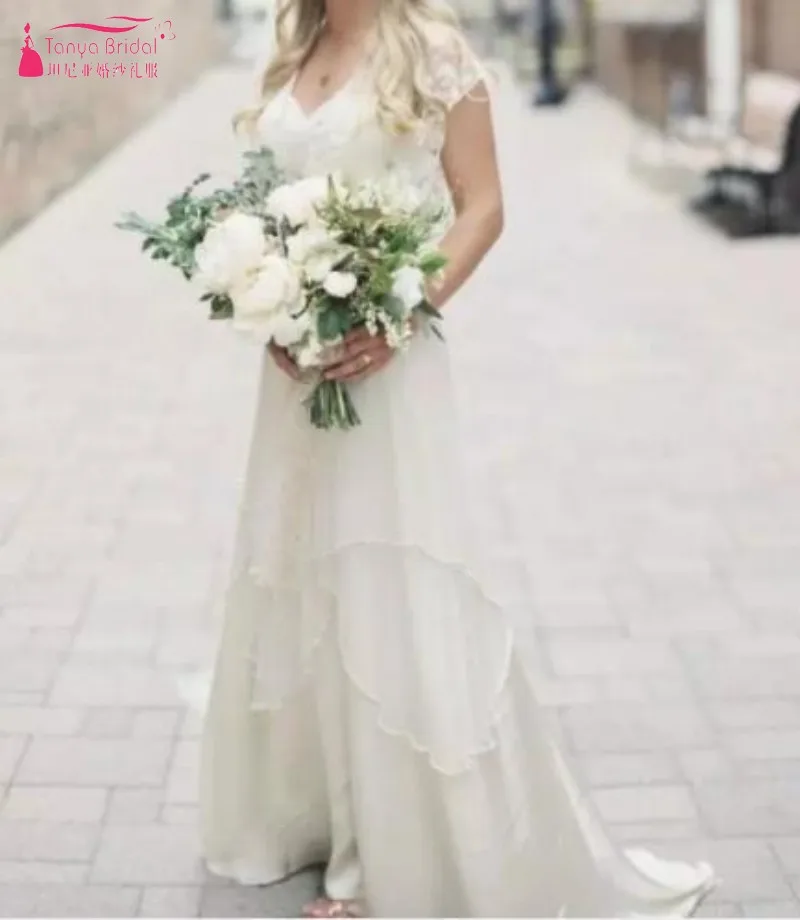conew_boho-wedding-dresses-2019-bohemian-chiffon-pearls-lace-batwing-sleeves-summer-beach-wedding-bridal-gowns-mariee (2)