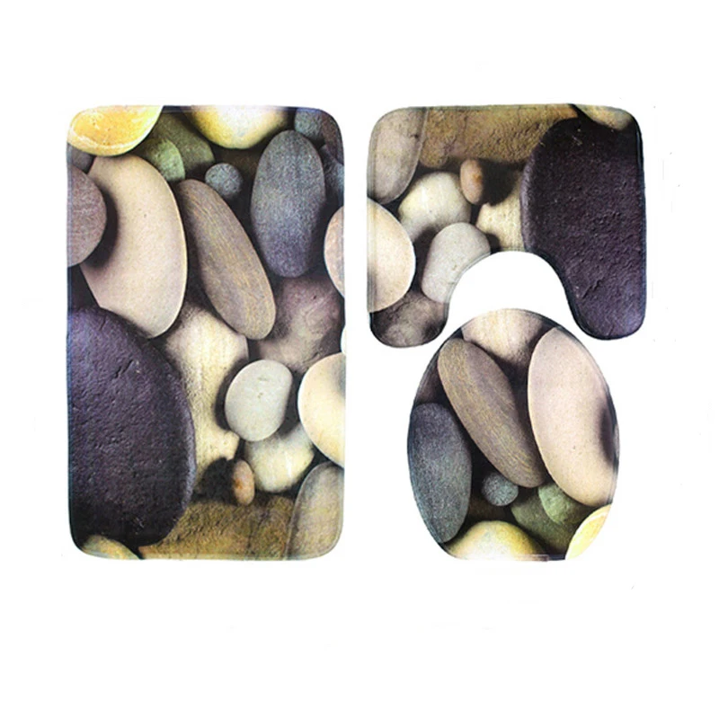 

3pcs/set PVC Mesh Thicken Coral Fleece Floor Bath Mats Set Non Slip Bathroom Toliet Rugs 78*49+49*40+40*40cm Water Toilet Carpet