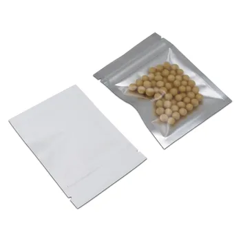 

100Pcs Matte Clear White Aluminum Foil Zip Lock Package Bag Plastic Mylar Heat Sealing Candy Beans Snack Zipper Packing Pouch