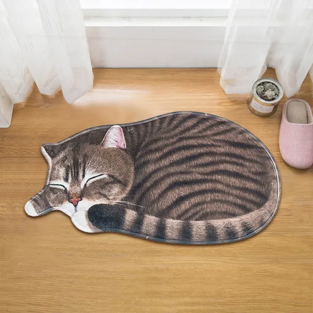 3D Cute Cat Floor Rug Irregular Doormat for Entrance Mats Animal