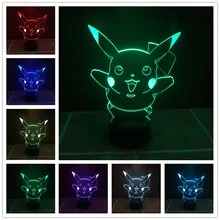 Акриловый ночник светодиодный 3D лампа Покемон го Пикачу детская игрушка для подарка Tiffanylampe хрустальные настольные лампы для гостиной