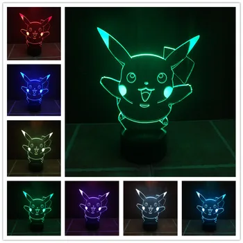 

Acrylic Night Light LED 3D Lamp Pokemon Go Pikachu Toy Child Gift Tiffanylampe Crystal Table Lamp Table Lamps For Living Room
