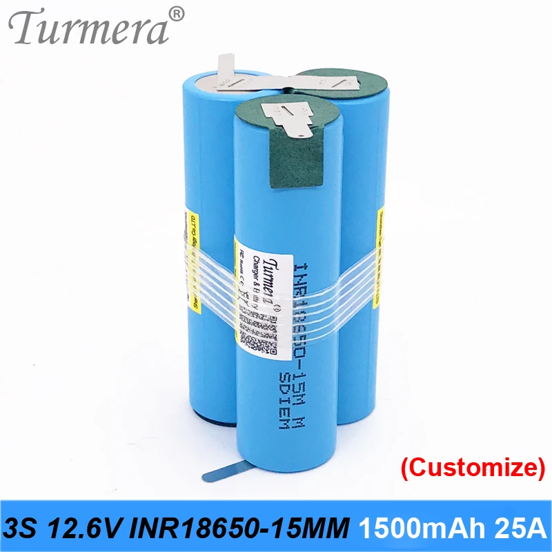 Новый 3 S 12 6 V 4S 16 8 5s 18 аккумулятор INR18650 15MM 1500 mah 25A разрядный ток для шуруповой
