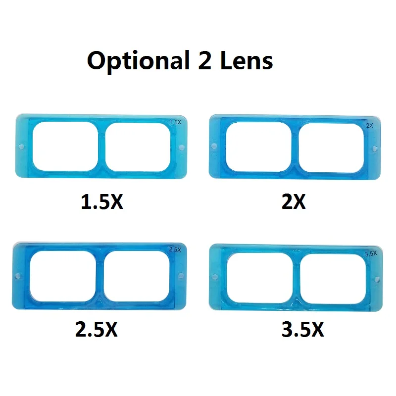 2 Lens Head Wearing Magnifier 1.5X 2X 2.5X 3.5X Optional Hand Free Headband Magnifying Glass for Jewelry Appreciation