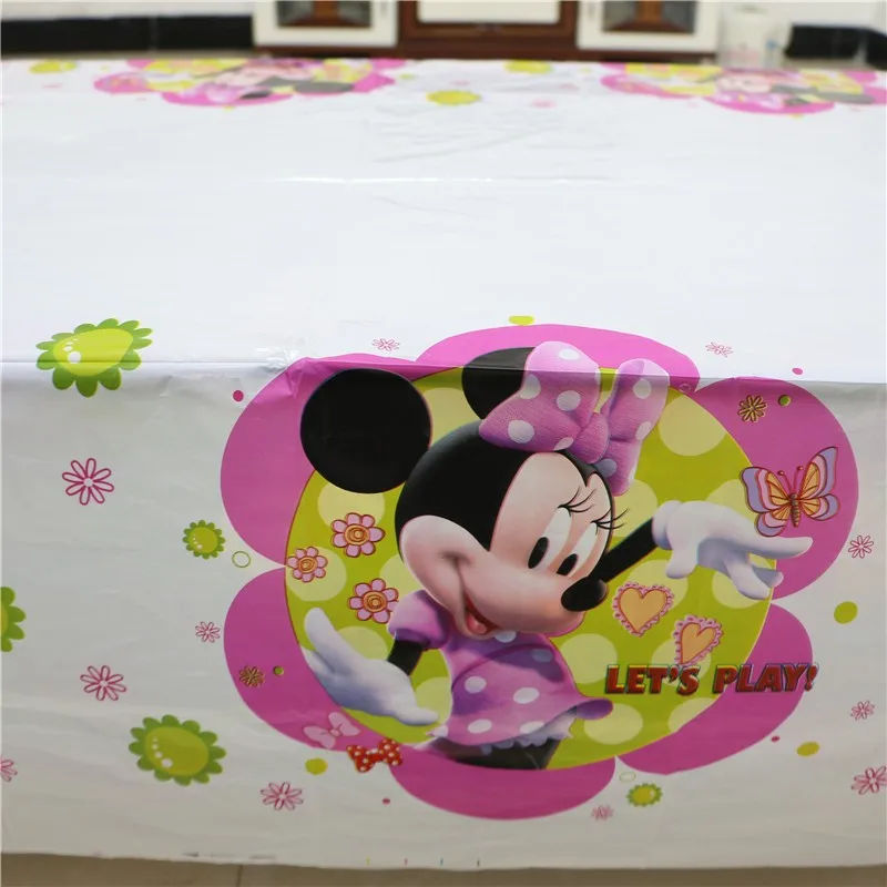 180*108 cm 1pc Minnie Mouse Theme Table Cloth for Kids Happy Birthday Party Decoration Table Cover Event Party Supplies