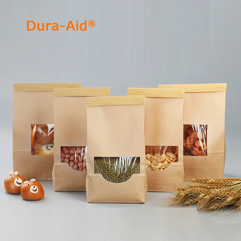 Dura Aid стоячий замок на молнии пакет из крафт бумаги с прозрачным окошком внутри