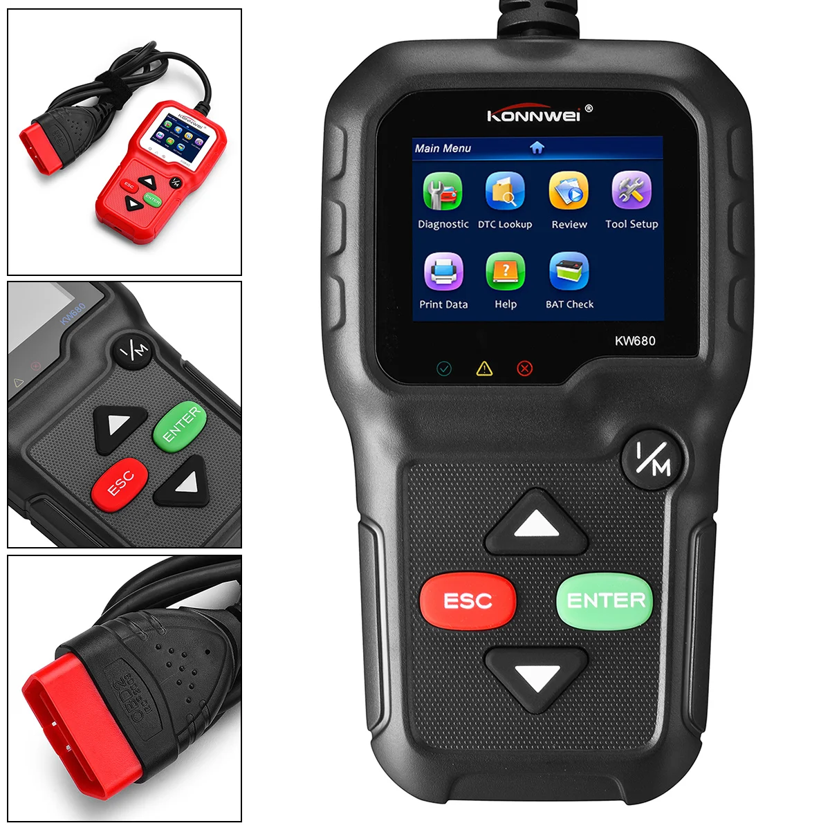 

KONNWEI KW680 OBD 2 OBDII EOBD Automotive Scanner Full Diagnostic Tool Diagnosis Scanner support Eight Languages