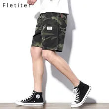 Fletiter новые летние камуфляжные мужские шорты с несколькими карманами, повседневные свободные камуфляжные мужские шорты до колен с ремнем M-5XL
