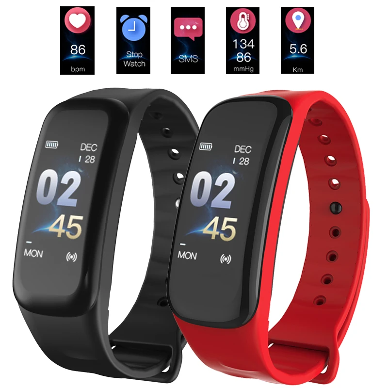 

Smart Watch Bracelet C1 Fashion Sport watch Bluetooth heart rate blood pressure calorie pedometer smart watch for Android IOS