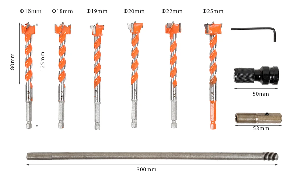 Шестигранный хвостовик удлиненная резьба Сплав отверстие открывалка набор сверл деревообрабатывающий инструмент резак спиральная пила ручной инструмент Биты нарезание