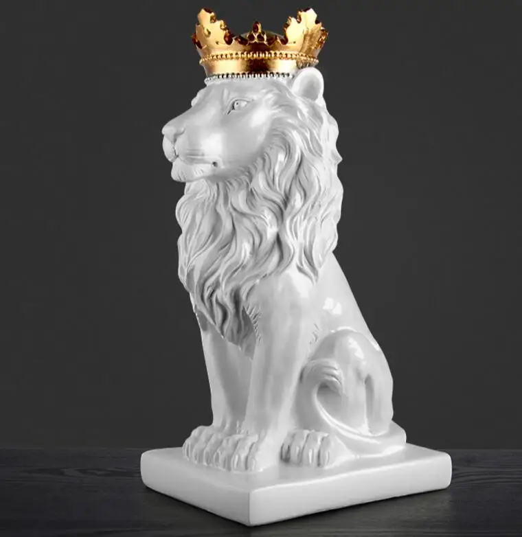 Buy gold crown lion statue handicraft decorations christmas decorations for home sculpture escultura home decoration accessories