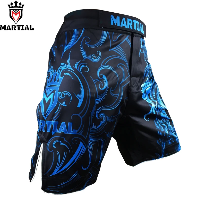 Kopen Martial Leo Sublimatie ontwerp zwart kick boks shorts muay thai korte mannen bjj trunks polyester grappling broek