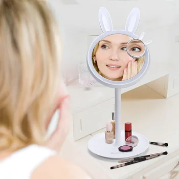 

LED Makeup Mirror, Foldable Vanity Mirror, Table Lamp and Night Light 3 in 1, Touch Screen Dimming for Cosmetic, Reading, Travel