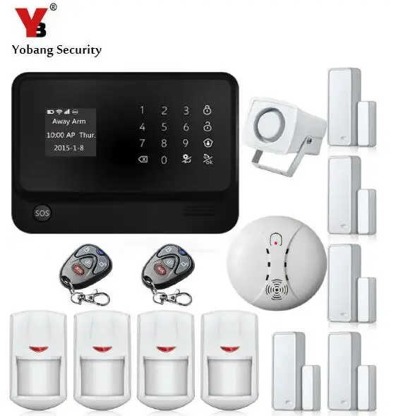 

YoBang Security WIFI GSM GPRS Home Office Security Alarm System Android IOS APP Controls Door Window Sensor Wireless Smoke Alert