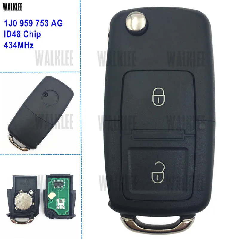 WALKLEE 1J0959753AG дистанционный ключ 434 МГц костюм для VW/VOLKSWAGEN 1J0 959 753 AG Beetle Bora Golf Passat транспортер поло T5