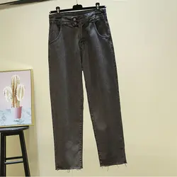 2019 прямые брюки женские брюки все-круглые Джинсы женские чистые потертые джинсы 441