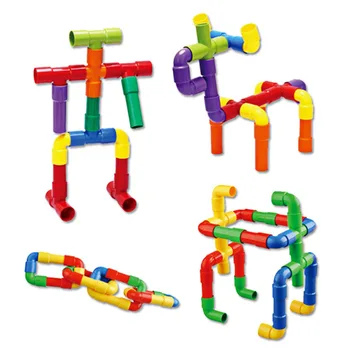 

2017 Colorful Educational Water Pipe Building Blocks Toys For Children DIY Assembling Pipeline Tunnel Block Model Toy For Kids