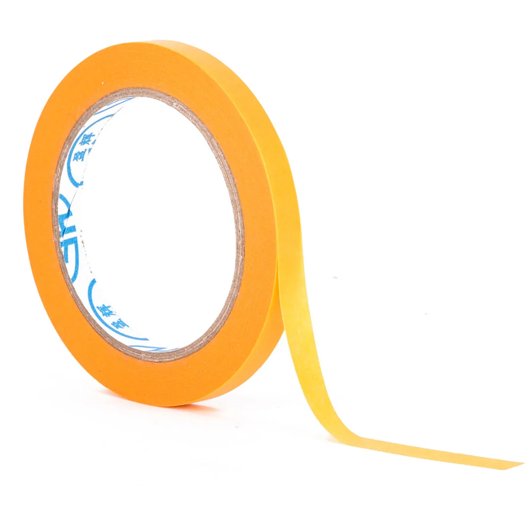 6mm/10mm/12mm/18mm/50mm Yellow Tape Adhesive Insulation Mylar Tape Masking Paint Spray Paper Tape 50M