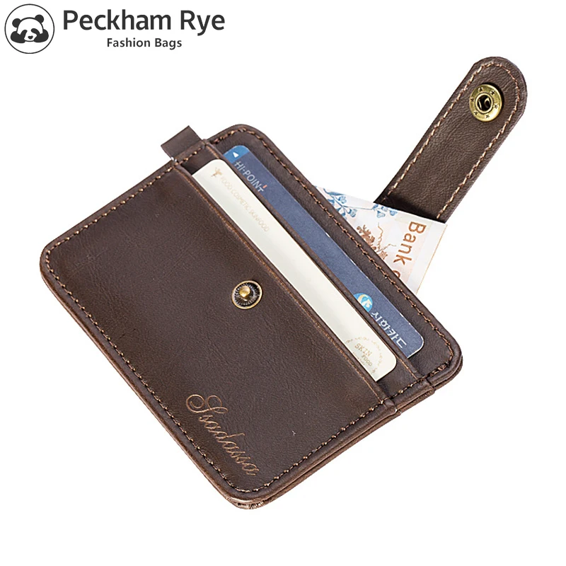 

Hasp Mini Slim PU leather Men wallet for ID & credit card holder Black brown bank cards money coin purse 2019