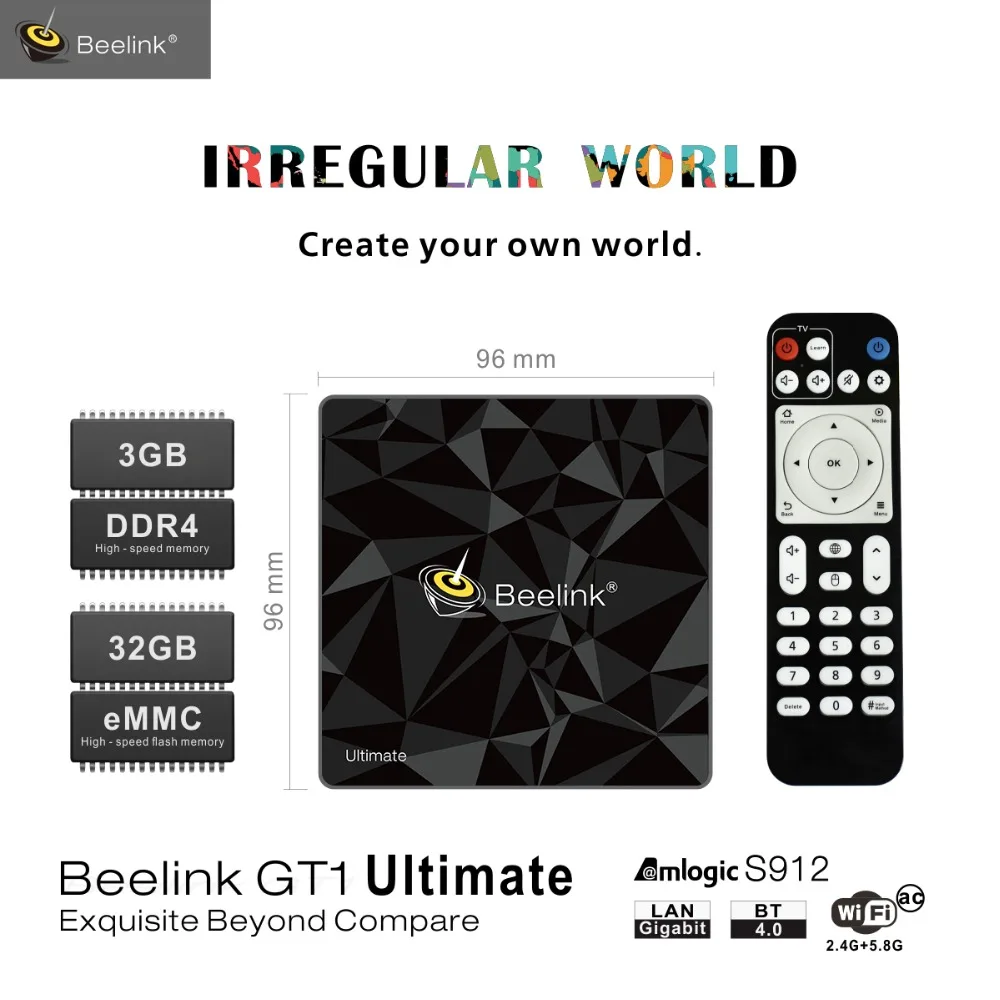 

Android 7.1 Bluetooth 4.0 Beelink GT1 Ultimate Amlogic S912 Octa Core CPU Set Top Box Dual Band WiFi 1000M HDMI 3GB+32GB TV Box