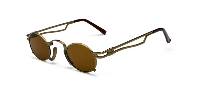 LEIDISEN модные стимпанк Солнцезащитные очки Мужские овальные металлические солнцезащитные очки для женщин брендовые дизайнерские винтажные стильные солнцезащитные очки UV400 - Цвет линз: Brown w brown