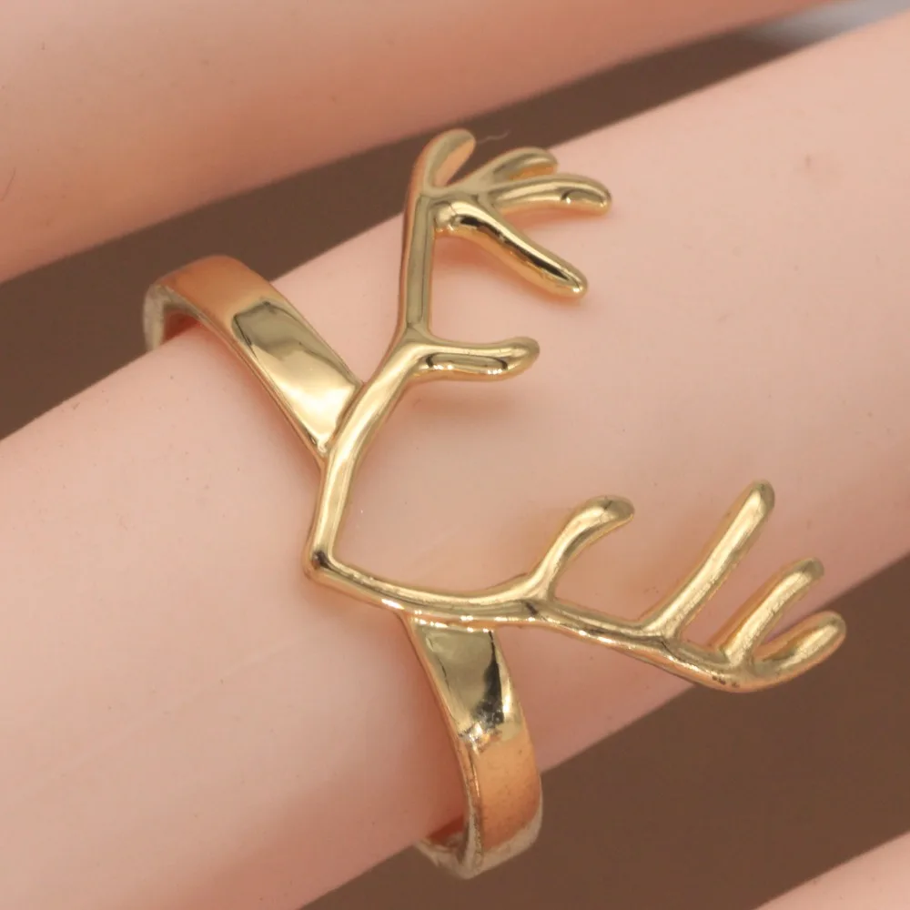 

R019 Deer Antler Ring deer head Ring simple ring statement ring gift for her