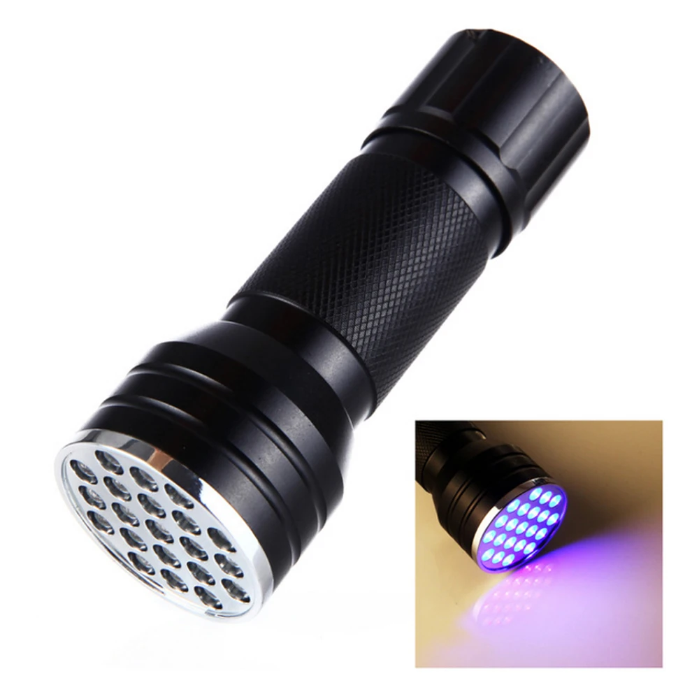Портативный УФ фонарик на батарейках ААА Powered 21 светодио дный LED бусины Torch Light Универсальный ультра фиолетовый свет