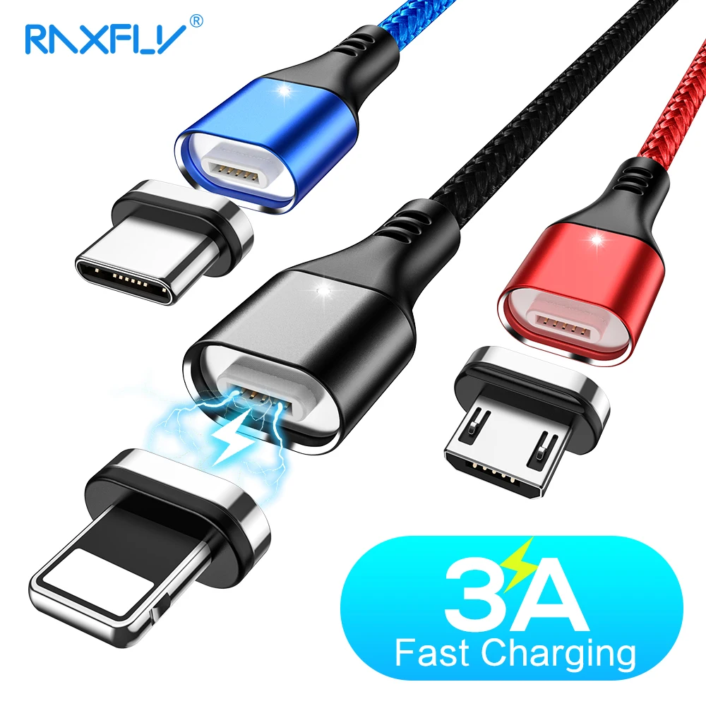 

RAXFLY Magnetic Cable Micro Usb Type C 3A Fast Charging Adapter Phone Microusb Type-C Magnet Charger Usb For iPhone Samsung